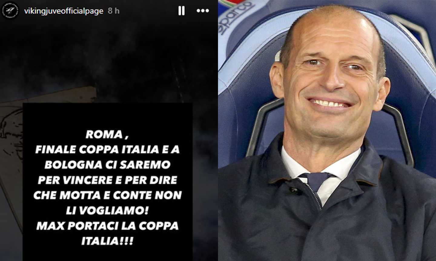 Juventus, gli ultras si schierano con Allegri: 'No a Conte e Thiago Motta, Max portaci la coppa!' FOTO