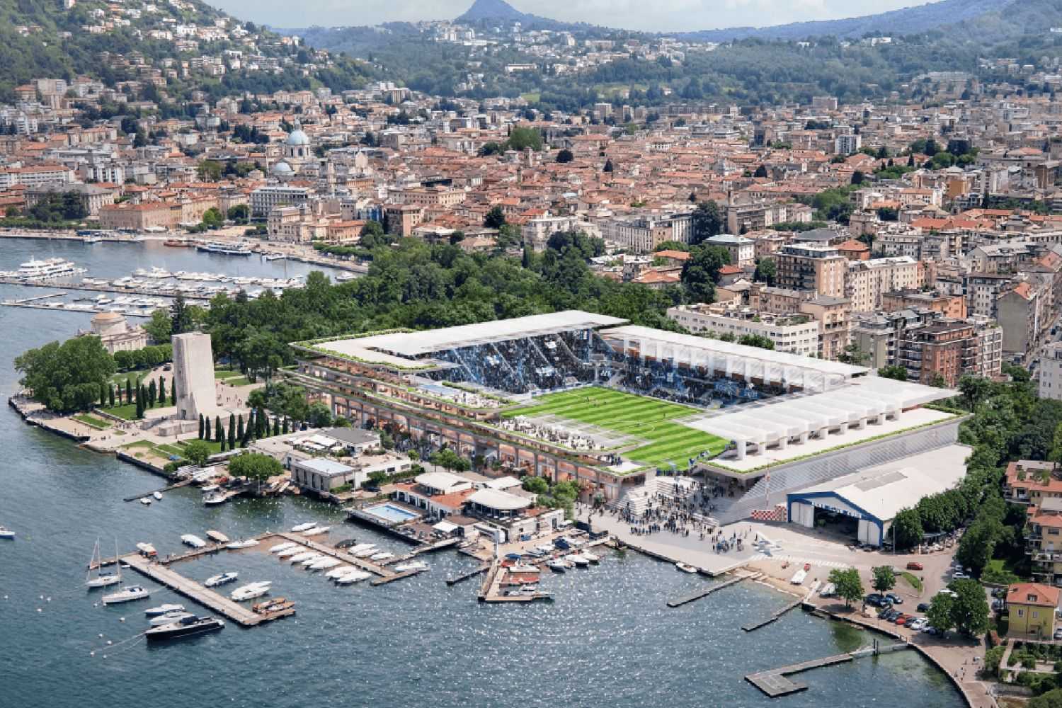 Come sarà il nuovo stadio del Como: l'idea di Populous per rifare il Sinigaglia